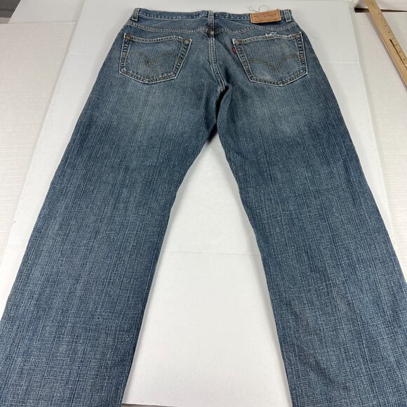 Y2K Levi's Jeans Men's 34x30* 559 Relaxed Straight Blue Thrashed Denim Tag 34x32 - Picture 8 of 16